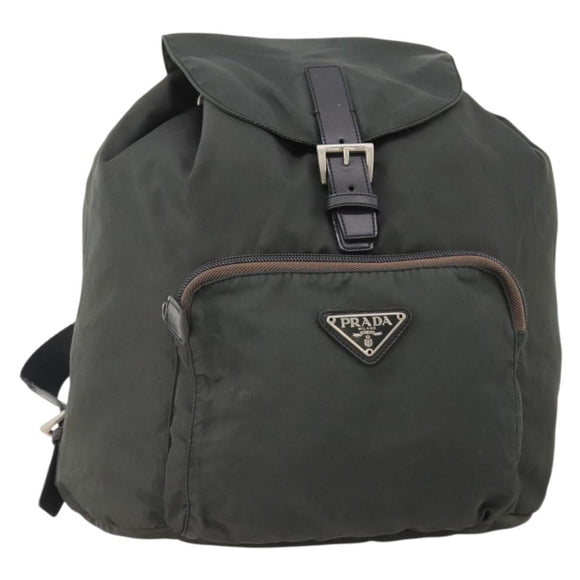 PRADA Backpack Nylon Gray Silver Auth 174793A