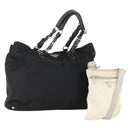 PRADA Hand Bag Nylon 2 Set Black White Auth 174802-1