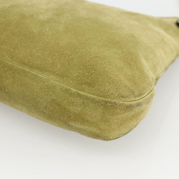 BALLY Shoulder Bag Suede Green Silver Auth 174837