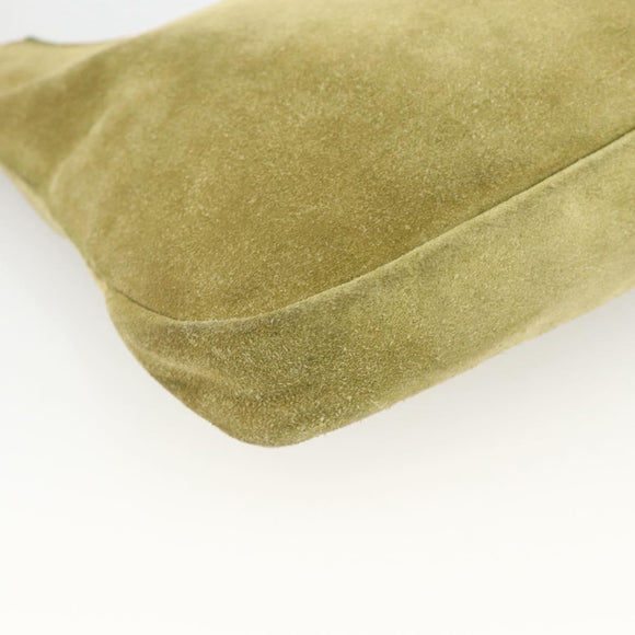 BALLY Shoulder Bag Suede Green Silver Auth 174837