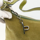 BALLY Shoulder Bag Suede Green Silver Auth 174837-18