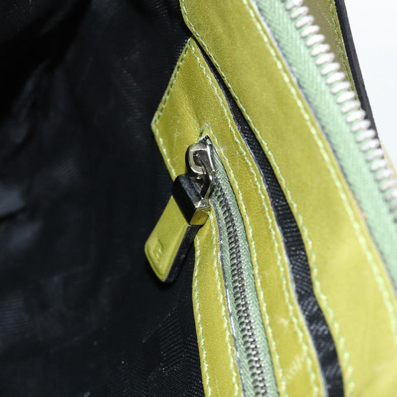BALLY Shoulder Bag Suede Green Silver Auth 174837