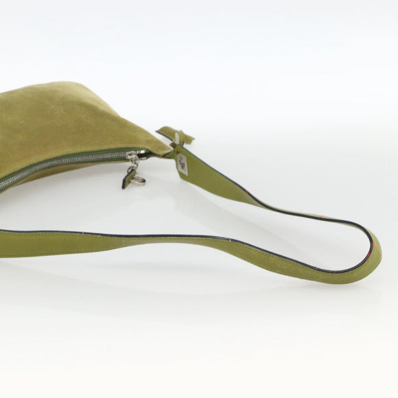 BALLY Shoulder Bag Suede Green Silver Auth 174837