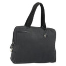 PRADA Hand Bag Canvas Silver Black Auth 174853-1