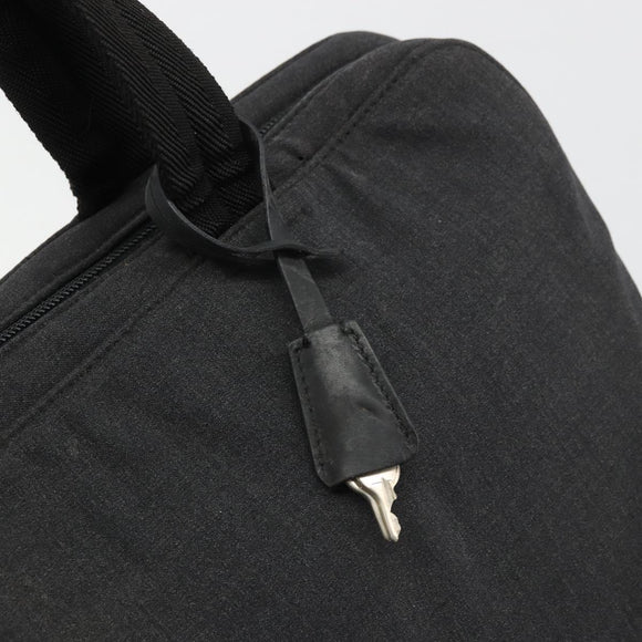 PRADA Hand Bag Canvas Silver Black Auth 174853