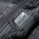 PRADA Hand Bag Canvas Silver Black Auth 174853-19