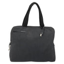 PRADA Hand Bag Canvas Silver Black Auth 174853-13