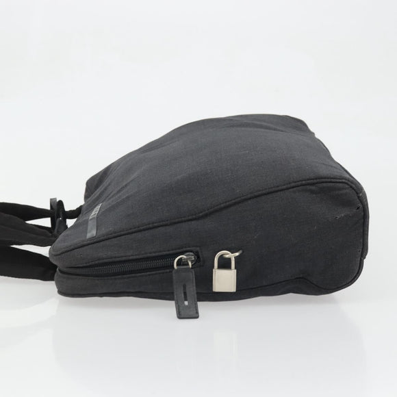 PRADA Hand Bag Canvas Silver Black Auth 174853