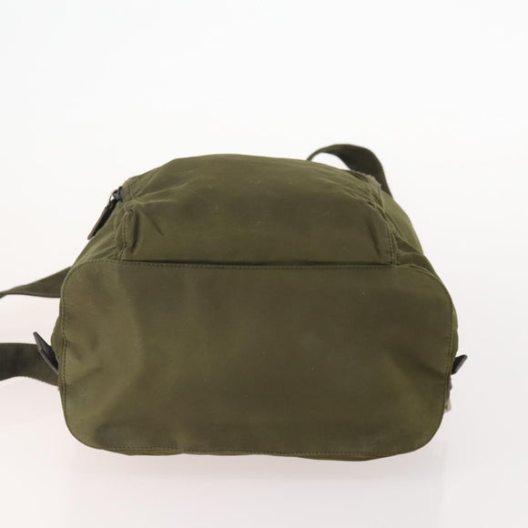 PRADA Backpack Nylon Khaki Silver Auth 174854