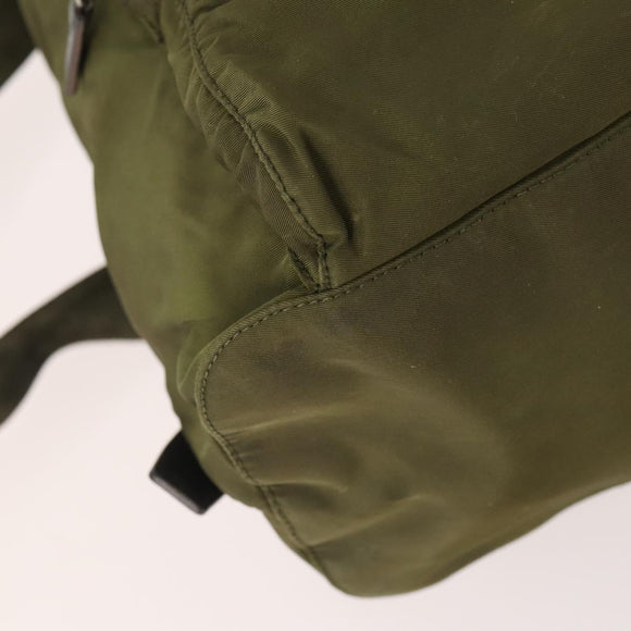 PRADA Backpack Nylon Khaki Silver Auth 174854
