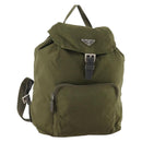 PRADA Backpack Nylon Khaki Silver Auth 174854-1