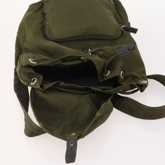 PRADA Backpack Nylon Khaki Silver Auth 174854