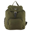 PRADA Backpack Nylon Khaki Silver Auth 174854-13