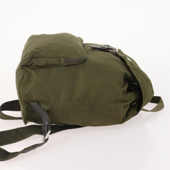 PRADA Backpack Nylon Khaki Silver Auth 174854