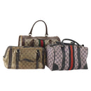 GUCCI GG Supreme GG Crystal Hand Bag PVC 3 Set Beige Auth 174861-1