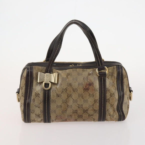 GUCCI GG Supreme GG Crystal Hand Bag PVC 3 Set Beige Auth 174861