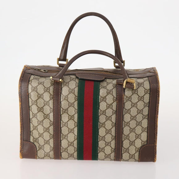 GUCCI GG Supreme GG Crystal Hand Bag PVC 3 Set Beige Auth 174861