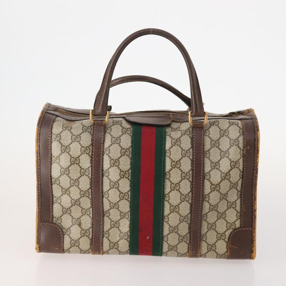 GUCCI GG Supreme GG Crystal Hand Bag PVC 3 Set Beige Auth 174861