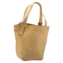 Coach Tote Bag Leather Beige Gold Auth 174865-1