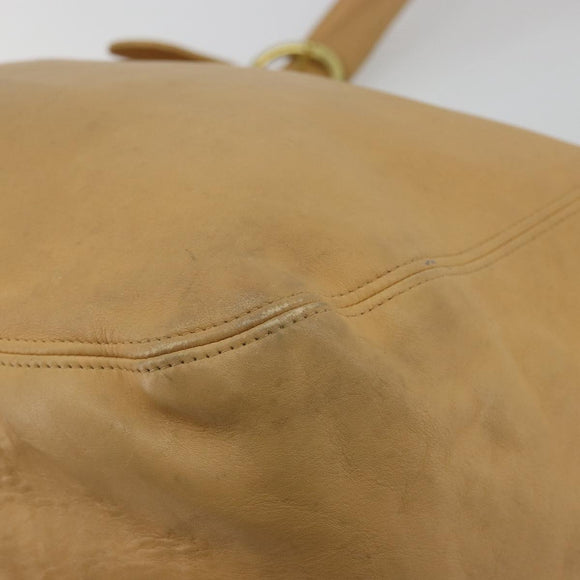 Coach Tote Bag Leather Beige Gold Auth 174865
