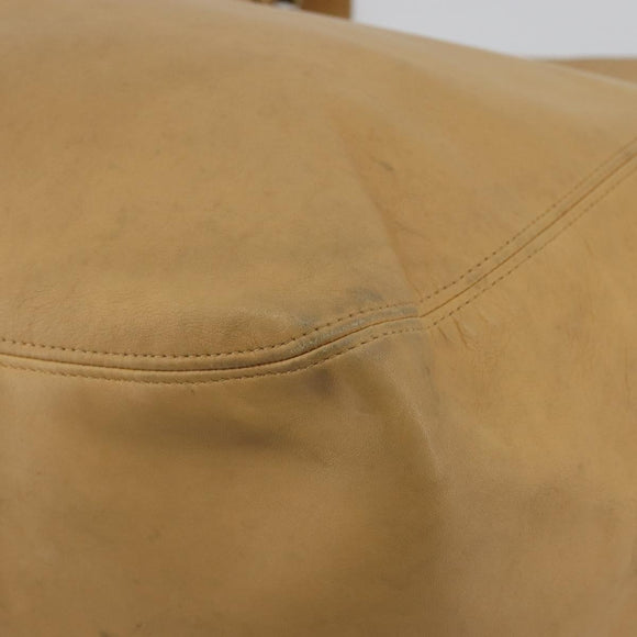 Coach Tote Bag Leather Beige Gold Auth 174865