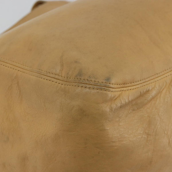 Coach Tote Bag Leather Beige Gold Auth 174865