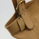 Coach Tote Bag Leather Beige Gold Auth 174865-17