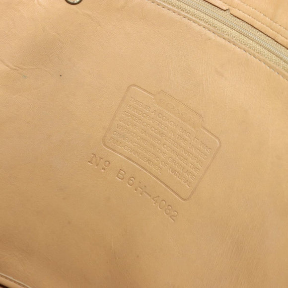 Coach Tote Bag Leather Beige Gold Auth 174865