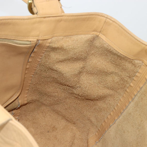 Coach Tote Bag Leather Beige Gold Auth 174865