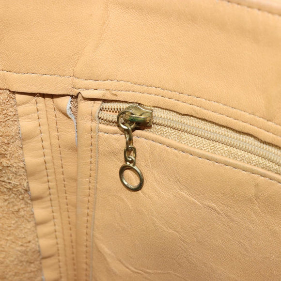 Coach Tote Bag Leather Beige Gold Auth 174865