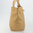 Coach Tote Bag Leather Beige Gold Auth 174865-3