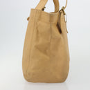 Coach Tote Bag Leather Beige Gold Auth 174865-4