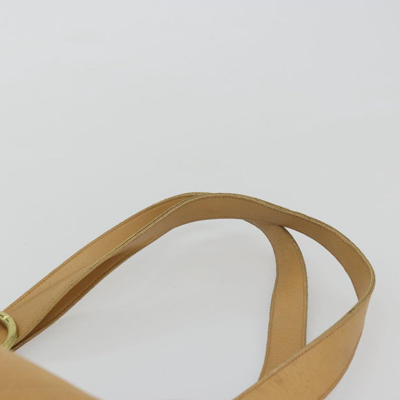 Coach Tote Bag Leather Beige Gold Auth 174865