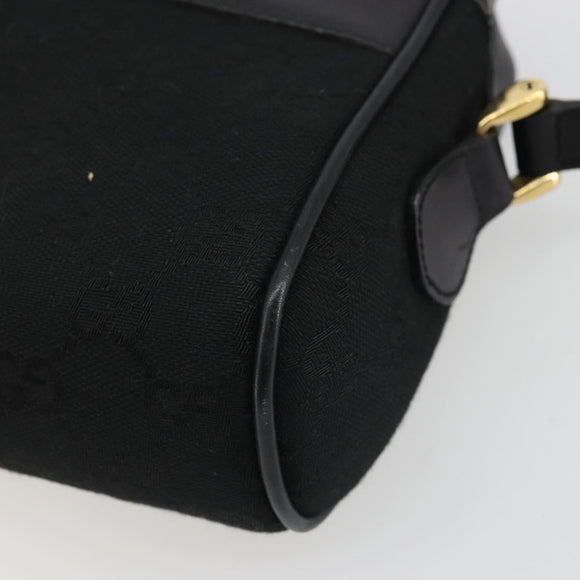 GUCCI GG Canvas Web Sherry Line Shoulder Bag Black Gold Auth 174868A