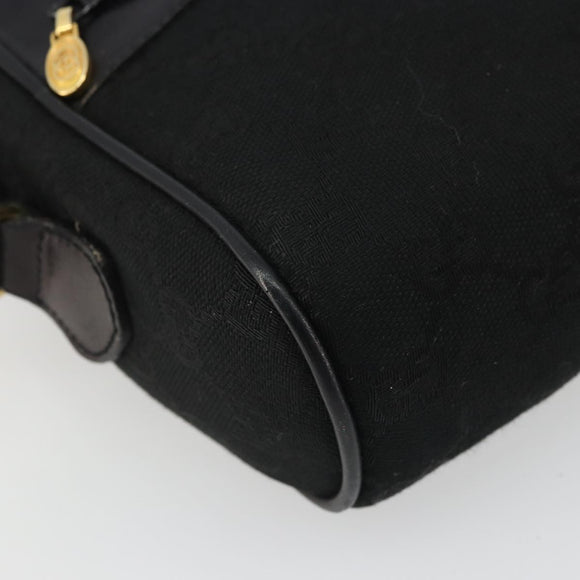 GUCCI GG Canvas Web Sherry Line Shoulder Bag Black Gold Auth 174868A