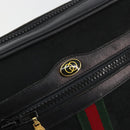 GUCCI GG Canvas Web Sherry Line Shoulder Bag Black Gold Auth 174868A-14