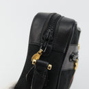 GUCCI GG Canvas Web Sherry Line Shoulder Bag Black Gold Auth 174868A-15