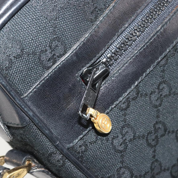 GUCCI GG Canvas Web Sherry Line Shoulder Bag Black Gold Auth 174868A