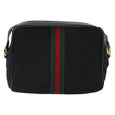 GUCCI GG Canvas Web Sherry Line Shoulder Bag Black Gold Auth 174868A-3
