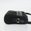 GUCCI GG Canvas Web Sherry Line Shoulder Bag Black Gold Auth 174868A-4