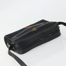 GUCCI GG Canvas Web Sherry Line Shoulder Bag Black Gold Auth 174868A-6