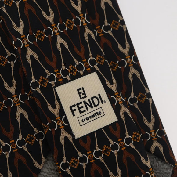 FENDI Necktie Silk Black Auth 174882A
