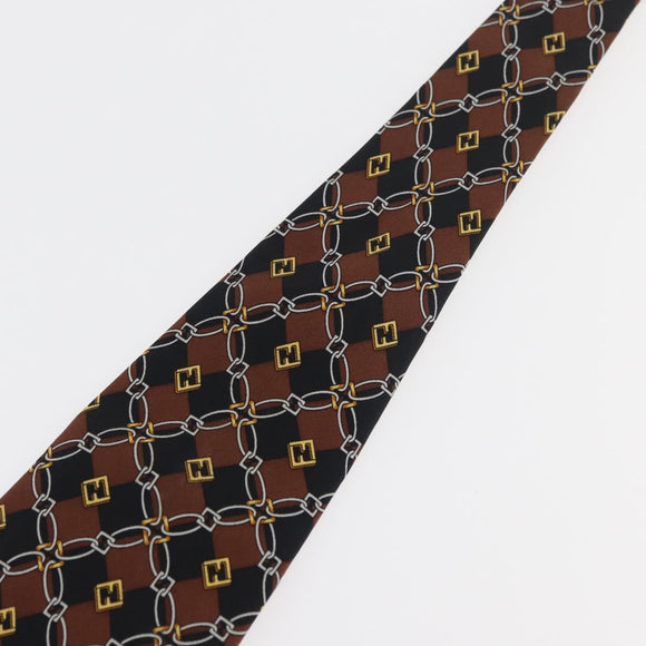FENDI Necktie Silk Brown Auth 174883A