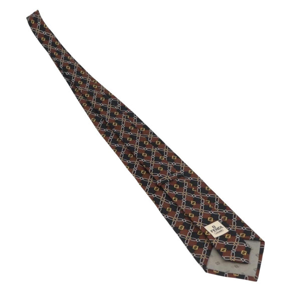 FENDI Necktie Silk Brown Auth 174883A