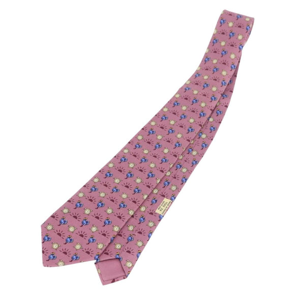 HERMES Necktie Silk Pink Auth 174884A