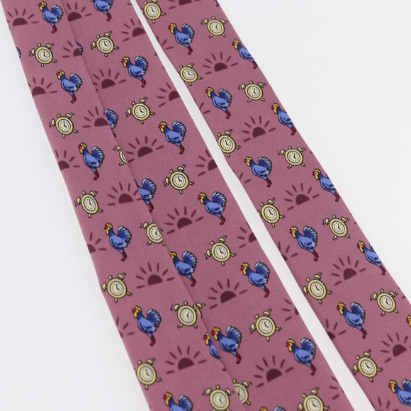 HERMES Necktie Silk Pink Auth 174884A