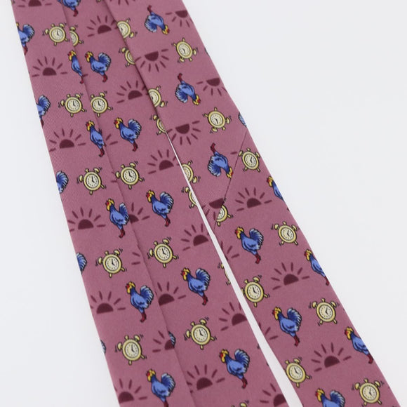 HERMES Necktie Silk Pink Auth 174884A