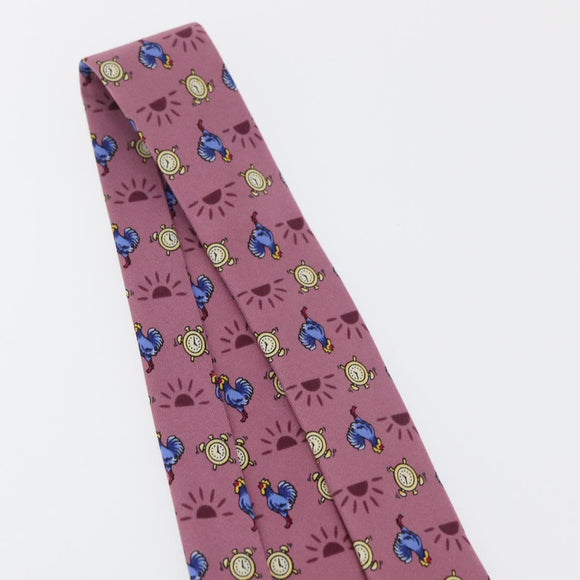 HERMES Necktie Silk Pink Auth 174884A