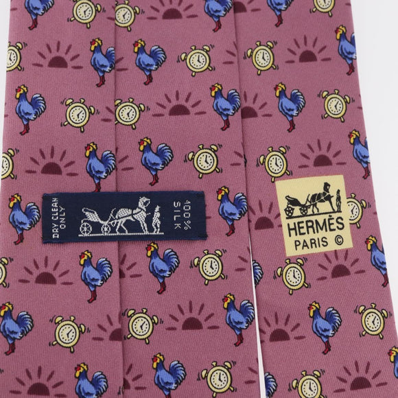 HERMES Necktie Silk Pink Auth 174884A