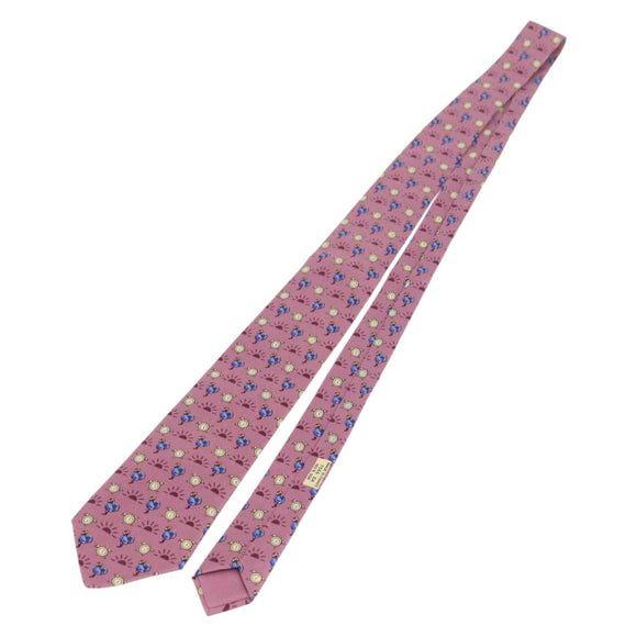 HERMES Necktie Silk Pink Auth 174884A